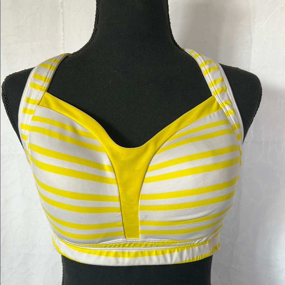 lululemon athletica Yellow and White Striped Sports Bra